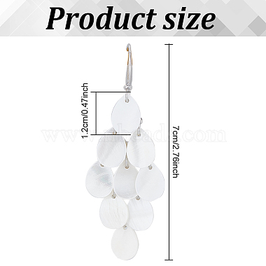 2 Pairs 2 Colors Natural Shell Teardrop Cluster Dangle Earrings(EJEW-AN0001-69)-2