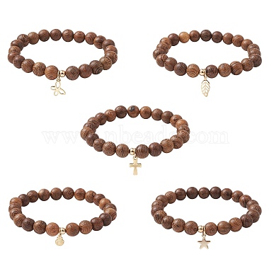 Coconut Brown Mixed Shapes Wood Bracelets