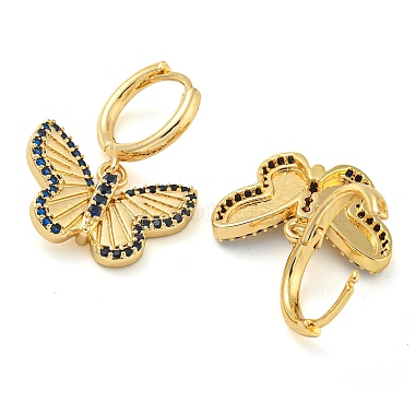 Rack Plating Brass Micro Pave Cubic Zirconia Butterfly Hoop Earrings(EJEW-T021-02G)-2