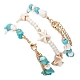 3pcs 3 styles bracelets de cheville en perles de magnésite synthétique et de turquoise en forme d'étoile de mer(AJEW-TA00030)-5