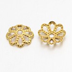 Filigree Multi-Petal Brass Bead Caps, Golden, 6x1mm, Hole: 1~6mm(KK-N0088-07G-01)
