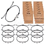 10Pcs Alloy Stethoscope Link Bracelets, Adjustable Waxed Cord Braided Bracelets for Men Women, with Paper Card, Black, Inner Diameter: 2~3-1/2 inch(5~9cm)(BJEW-DC0001-16)