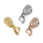 Rack Plating Brass Micro Pave Clear Cubic Zirconia Ice Pick Pinch Bails, Long-Lasting Plated, Lead Free & Cadmium Free, Teardrop, Mixed Color, 17.5x6x5mm, Hole: 6x2mm, Pin: 0.7mm(KK-K340-12)
