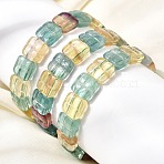 Natural Fluorite Beaded Stretch Bracelets for Women Men, Rectangle, Inner Diameter: 2.44 inch(6.2cm)(BJEW-D461-02C)