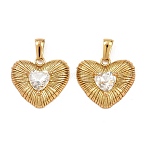 304 Stainless Steel Rhinestone Pendants, Heart Charms, Golden, 20.5x23x8mm, Hole: 7x3mm(STAS-P438-32G)