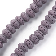 Natural Lava Rock Beads Strands, Dyed, Rondelle, DarkSlate Blue, 9x5~5.5mm, Hole: 2mm, about 37 pcs/Strand, 7.87 inch(20cm)(G-F671-01A-15)