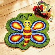 DIY Latch Hook Rug Kit, DIY Rug Crochet Yarn Kits, Including Color Printing Mesh Embroidery Pad, Acrylic Fiber Wool, Instruction, Dragonfly, 500x500x2mm(DIY-NH0005-01D)