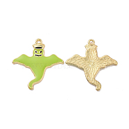 Halloween Theme Rack Plating Alloy Enamel Pendants, Ghost Charms, Light Gold, 33.5x31.5x2mm, Hole: 2mm(PALLOY-O109-52LG)