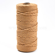Cotton String Threads, Macrame Cord, Decorative String Threads, for DIY Crafts, Gift Wrapping and Jewelry Making, Goldenrod, 3mm, about 109.36 Yards(100m)/Roll.(OCOR-T001-02-12)