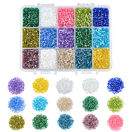 Nbeads 300g 15 Colors 11/0 Two Cut Glass Seed Beads, Hexagon, Mixed Style, Mixed Color, 2.2mm, Hole: 0.5mm, 20g/color(SEED-NB0001-28)