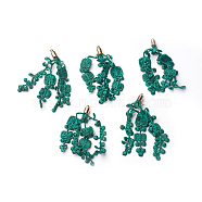 CCB Plastic Big Pendants, with Lace, Flower, Golden, Green, 70~90x6mm, Hole: 1.6mm(CCB-G011-A10)