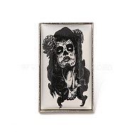 Skull with Flower Alloy Brooch for Backpack Clothes, Black, 30.5x18.5x3mm(JEWB-G020-01P)