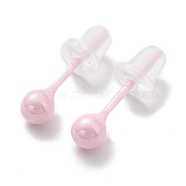 Ceramic Round Ball Stud Earrings, Stud Post Earrings, Pink, 4mm(EJEW-Q768-18F)