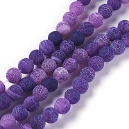 Natural Weathered Agate Beads Strands, Dyed & Heated, Round, Purple, 8mm, Hole: 1.2mm, about 48pcs/strand, 14.37 inch(G-P414-A03)