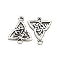 Tibetan Style Alloy Links connectors, Matte Style, Triangle, Cadmium Free & Nickel Free & Lead Free, Thai Sterling Silver Plated, 24.5x20x2mm, Hole: 2mm(X-PALLOY-Q357-47MAS-NR)