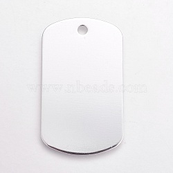 Aluminium Big Pendants, Pet Tag, Stamping Blank Tag, Rectangle, Silver Color Plated, 50x29x1mm, Hole: 3.5mm(ALUM-TAC0001-02B)