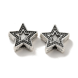 Tibetan Style Alloy Beads, Cadmium Free & Lead Free, Star, Antique Silver, 12x12x4mm, Hole: 1.5mm, about 694pcs/1000g(PALLOY-P302-13B-AS)