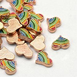 Enamel Style Alloy Cabochons, Floating Charms, DIY for Floating Lockets Glass Living Memory Lockets, Heart, Light Gold, 8x9.5x2mm(ENAM-S086-10KC)