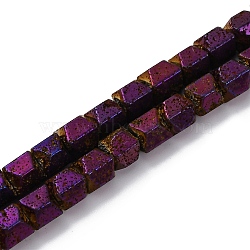 Electroplated Natural Lava Rock Beads Strands, Octagon, Faceted, Matte Style, Purple Plated, 6.5~7x6.5~7x6.5~7mm, Hole: 1.4mm, about 58pcs/strand, 15.75''(40cm)(G-A256-D01-01I)