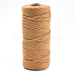 Cotton String Threads, Macrame Cord, Decorative String Threads, for DIY Crafts, Gift Wrapping and Jewelry Making, Goldenrod, 3mm, about 109.36 Yards(100m)/Roll.(OCOR-T001-02-12)