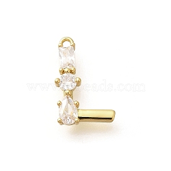 Brass Micro Pave Cubic Zirconia Pendants, LetterA-Z Charms, Golden, Letter L, 15.5x10x2.5mm, Hole: 1mm(KK-M310-01G-12)