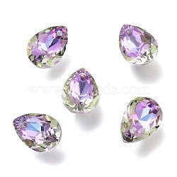 Glass Rhinestone Pendants, Back Plated, Faceted, Teardrop, Vitrail Light, 11.5x8x5mm, Hole: 1.5mm(RGLA-A024-C03-001VL)