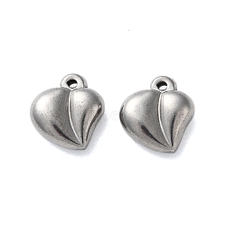 Non-Tarnish 304 Stainless Steel Pendants, Heart Charm, Stainless Steel Color, 15x14x6mm, Hole: 1.2mm(STAS-G338-05P)