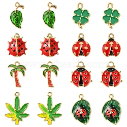 16Pcs 8 Styles Alloy Enamel Pendants, Mixed Shapes, Mixed Color, 17~25x10~18.5x1.4~3.5mm, Hole: 1.2~2.5mm, 2pcs/style(ENAM-FS0001-03)