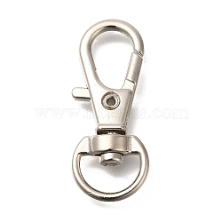 Alloy Swivel Lobster Claw Clasps, Platinum, 31x12x5mm, Hole: 9x7mm(FIND-H006-02P)