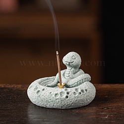 Porcelain Incense Burners, Chinese Zodiac Incense Holders, Home Office Teahouse Zen Buddhist Supplies, Snake, 64x66x44mm(PW-WG282A5-06)