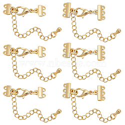 8Pcs 2 Size Brass Chain Extenders, End Chains with Lobster Claw Clasps and Double Strand Necklace Layering Clasps, Real 18K Gold Plated, 62~67mm, 4Pcs/size(FIND-BBC0002-70G)