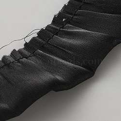 Chiffon Wrinkles Lace Ribbon, Lace Trim, Clothes Accessories, Black, 1-1/8 inch(30mm)(OCOR-WH0078-380B-03)
