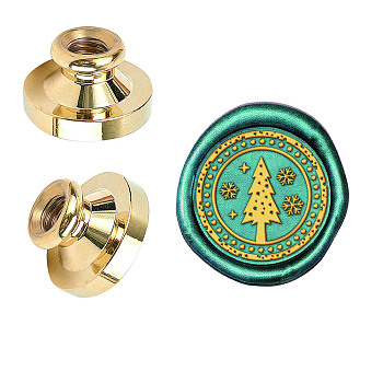 Wax Seal Brass Stamp Head, for Wax Seal Stamp, Christmas Tree Pattern, 25x14.5mm