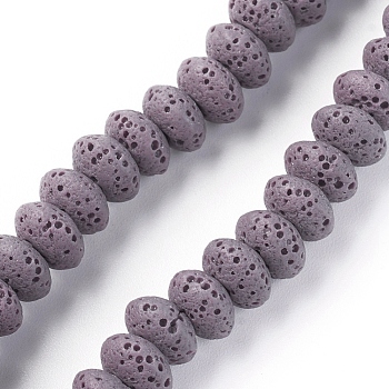 Natural Lava Rock Beads Strands, Dyed, Rondelle, DarkSlate Blue, 9x5~5.5mm, Hole: 2mm, about 37 pcs/Strand, 7.87 inch(20cm)