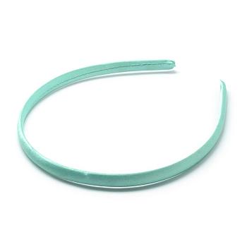 Plain Plastic Hair Band Findings, No Teeth, Covered with Cloth, Aquamarine, 120mm, 9.5mm