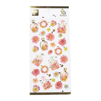 Epoxy Resin Sticker, for Scrapbooking, Travel Diary Craft, Rose Pattern, 208x90mm