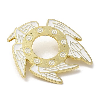 Cartoon Seraph Enamel Pins, Alloy Brooch for Backpack Clothes, Eye Ring with Angel Wings Badge, White, 43x50x1.5mm