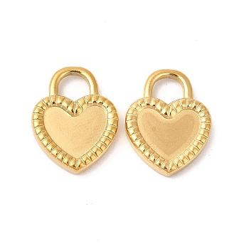 Ion Plating(IP) 304 Stainless Steel Pendants, Heart Charms, Real 18K Gold Plated, 18x14x3mm, Hole: 4.5x5mm