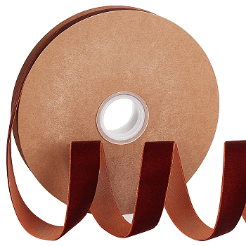 Flocking Ribbon, Single Side, for Gift Packing, Party Decoration, Coconut Brown, 25x1.3mm, 20yard/roll