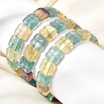 Natural Fluorite Beaded Stretch Bracelets for Women Men, Rectangle, Inner Diameter: 2.44 inch(6.2cm)