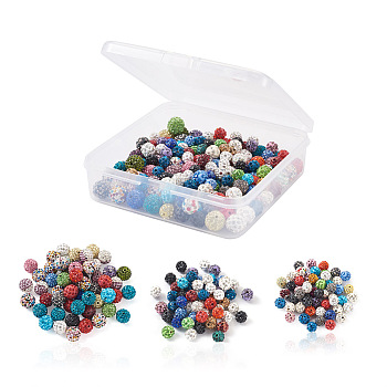 180Pcs 3 Style Polymer Clay Pave Rhinestone Beads, Disco Ball Beads, Round, Mixed Color, 60pcs/style