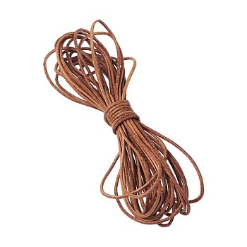 Cowhide Leather Cord, Leather Jewelry Cord, Jewelry DIY Making Material, Round, Chocolate, 1.5mm