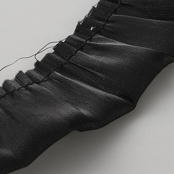 Chiffon Wrinkles Lace Ribbon, Lace Trim, Clothes Accessories, Black, 1-1/8 inch(30mm)
