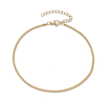 Brass Curb Chain Anklets, Twisted Chains, Golden, 9-1/8 inch(23cm)