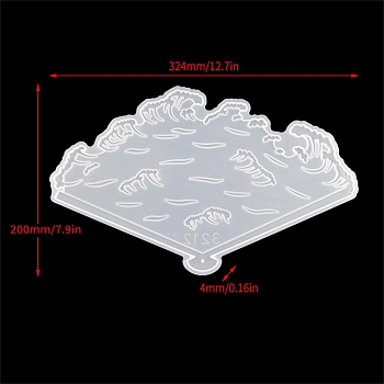 DIY Food Grade Silicone Fan Molds, Decoration Making, Resin Casting Molds, For UV Resin, Epoxy Resin Jewelry Making, White, 324x200x4mm