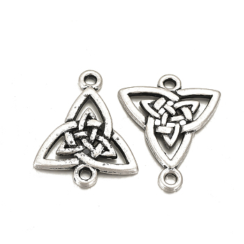 Tibetan Style Alloy Links connectors, Matte Style, Triangle, Cadmium Free & Nickel Free & Lead Free, Thai Sterling Silver Plated, 24.5x20x2mm, Hole: 2mm