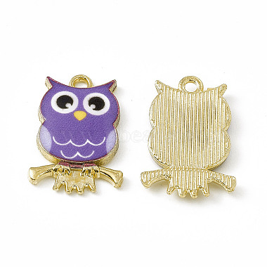 Golden Medium Purple Owl Alloy Pendants