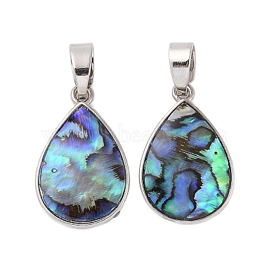 Platinum Teardrop Paua Shell Pendants