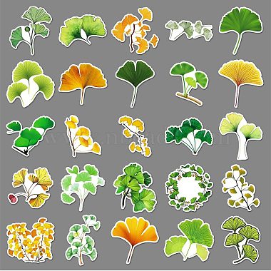 50Pcs Ginkgo Leaf PVC Sticker(PW-WG26859-01)-5