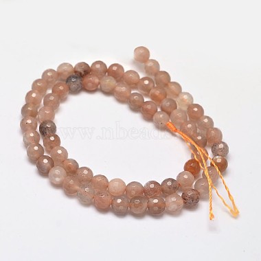 Faceted Natural Multi-Moonstone Round Bead Strands(G-F266-22-6mm)-4